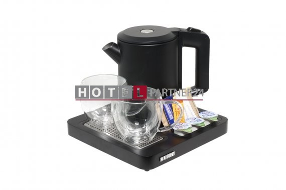 Canterbury Black 0.6L - Black Canterbury Compact Welcome Tray - Glass Cups