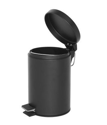 3L Pedal Bin - Black - Angled Cutout - Open Lid