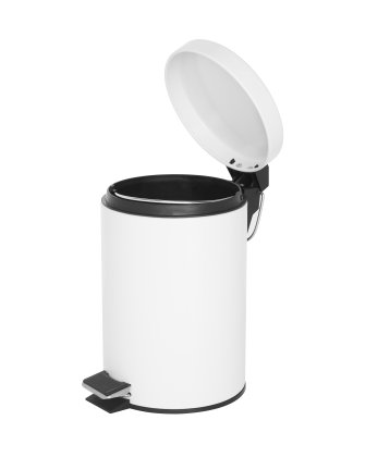 3L Pedal Bin - White - Angled Cutout lid open