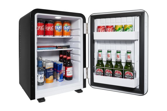 40L Retro Minibar - Black - ACO - Open Full